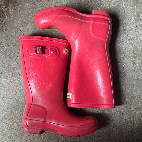 Hunter Girls Vibrant Red Pink Rain Boots Size 13 - Picture 8 of 10
